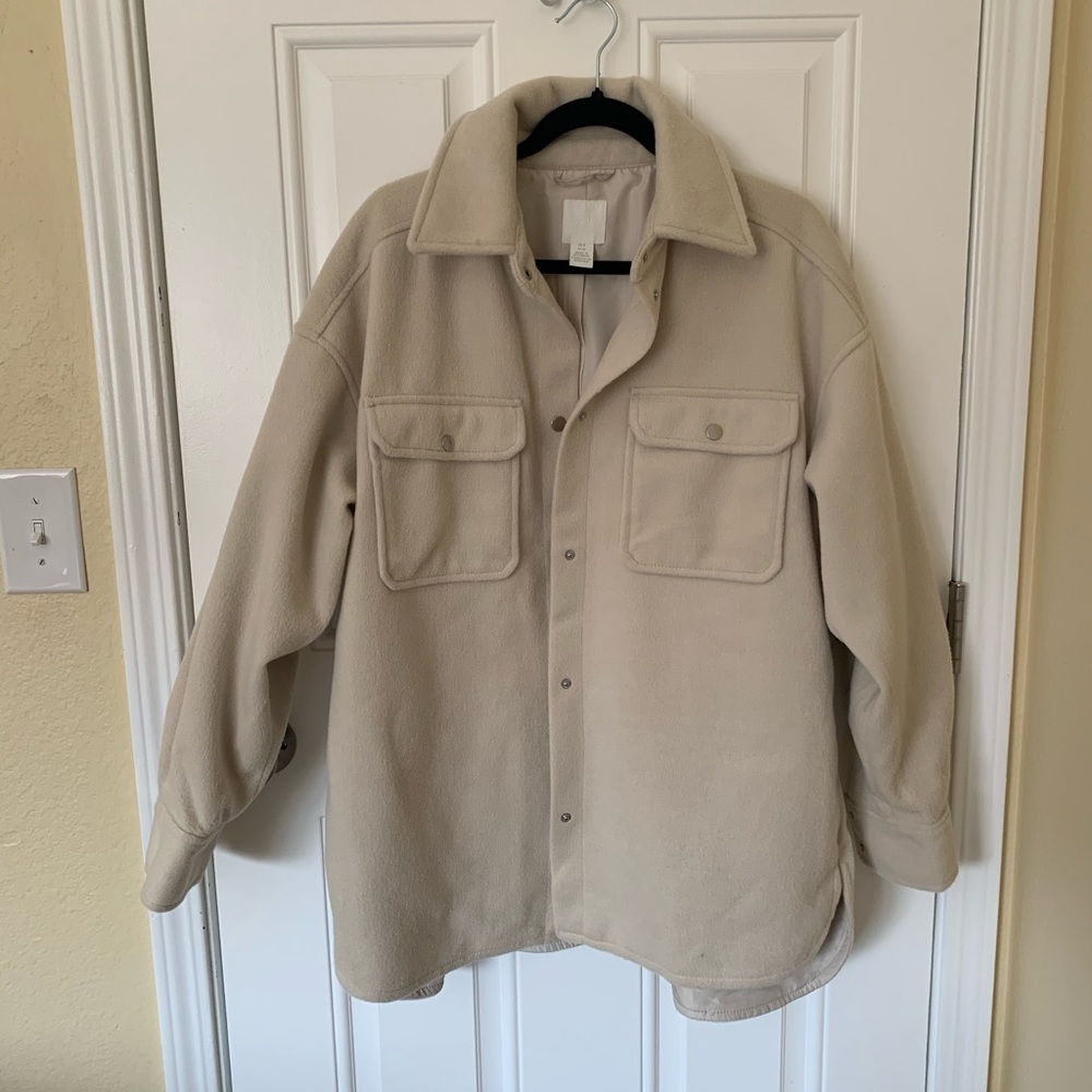 H&M Beige Felted Shirt Jacket